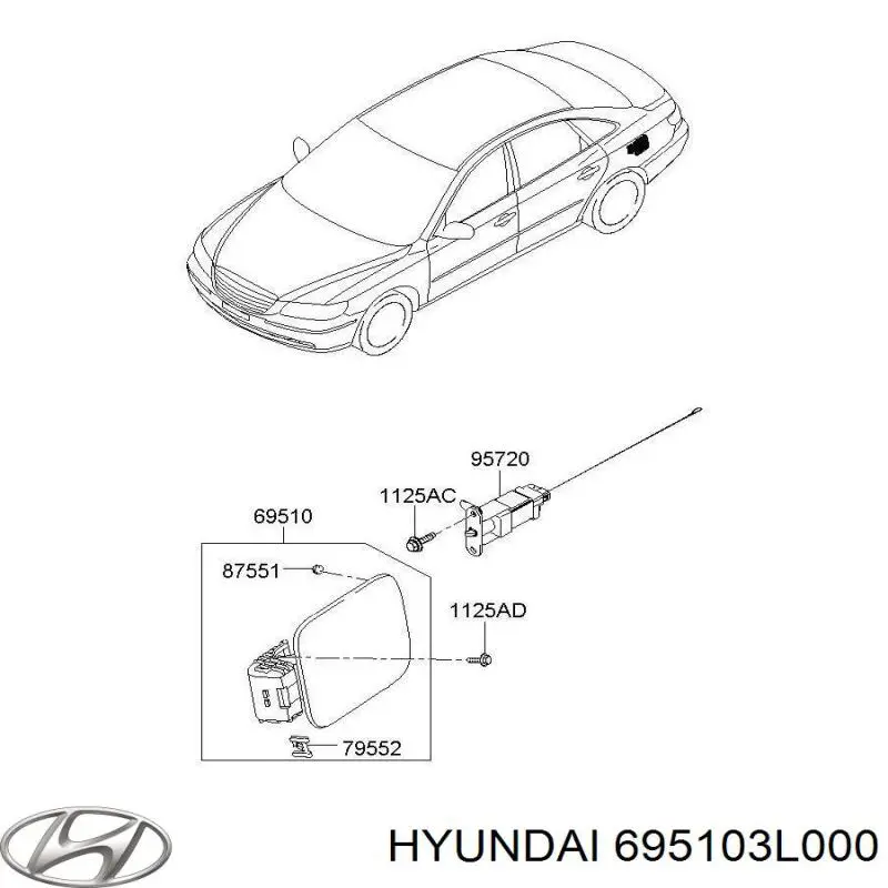 Лючок бензобака (топливного бака) на Hyundai Grandeur TG