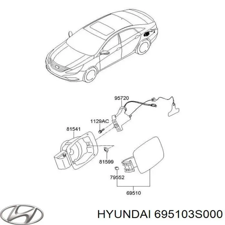 Лючок (дверца) бензобака Hyundai/Kia 695103S000 цена, от 3.80 USD