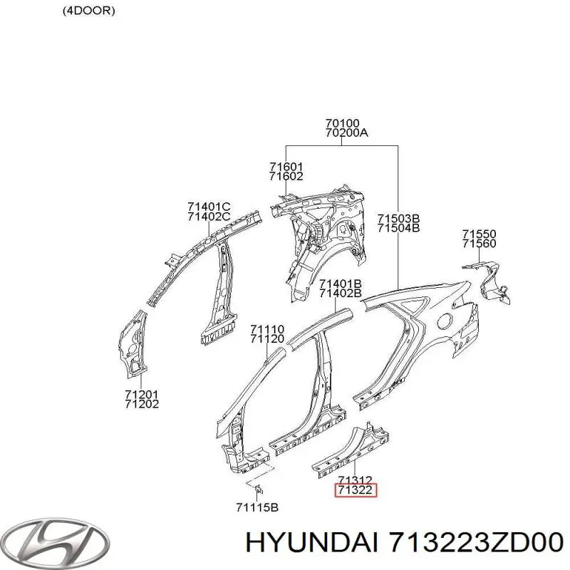 Порог внешний правый на Hyundai I40 VF