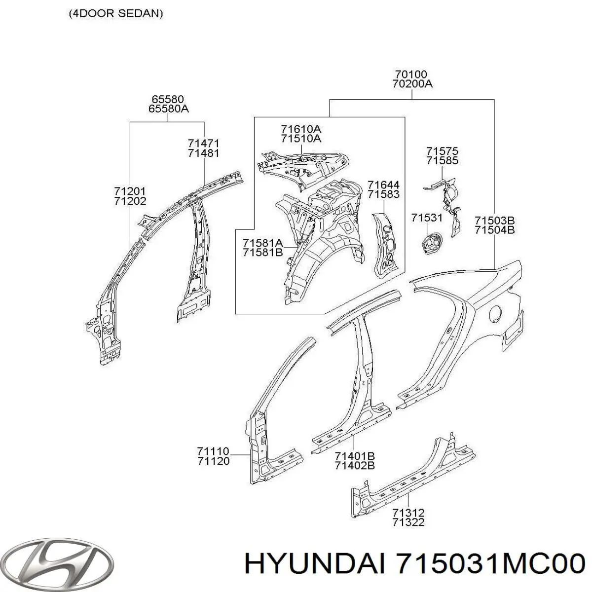 715031MC00 Hyundai/Kia крыло заднее левое