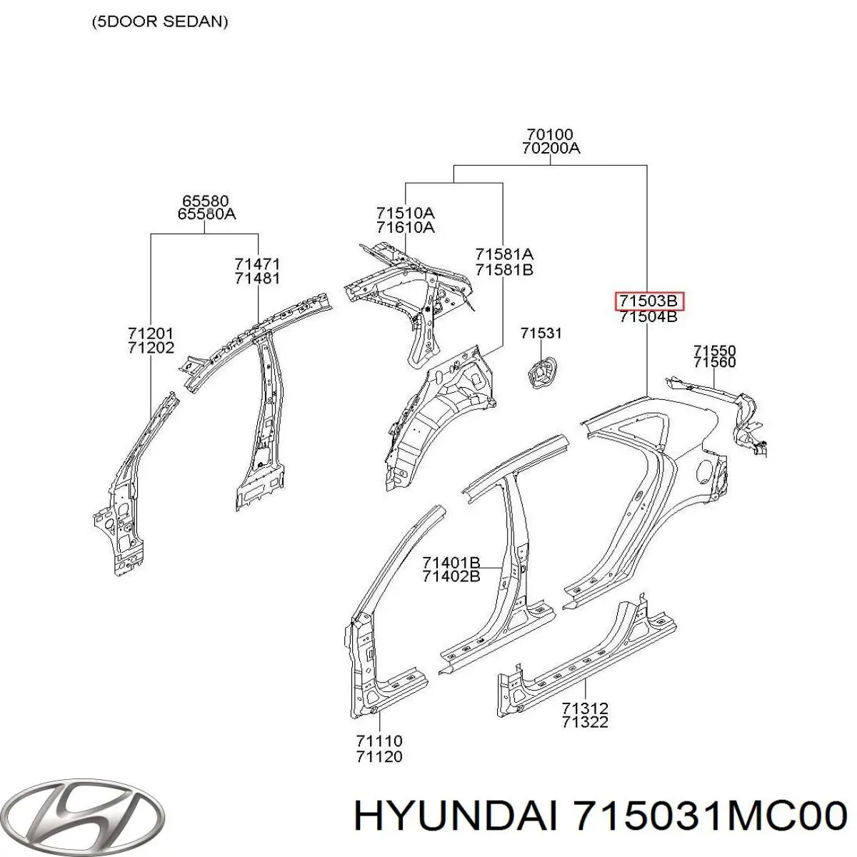 715031MC10 Hyundai/Kia Боковая часть задняя левая
