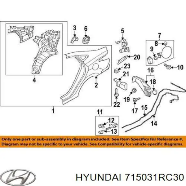  Крыло заднее левое Hyundai Accent 