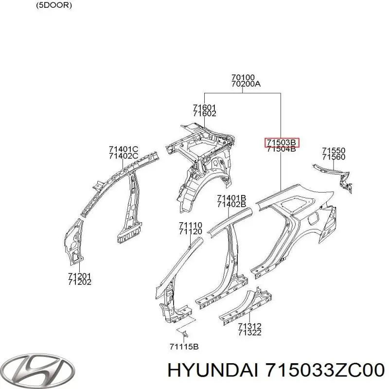 715033ZC00 Hyundai/Kia крыло заднее левое