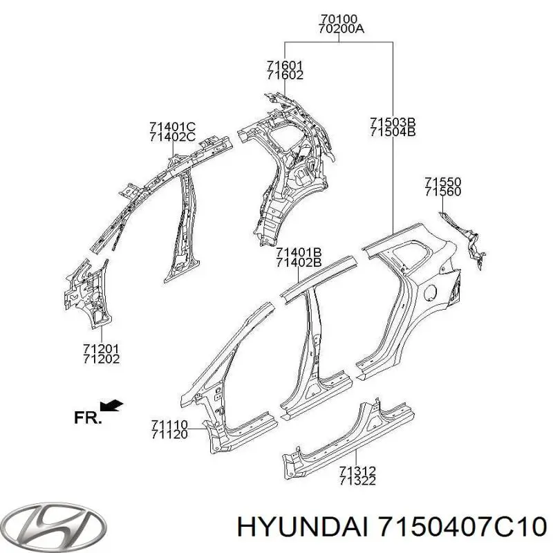 Крыло заднее правое 7150407C10 Hyundai/Kia