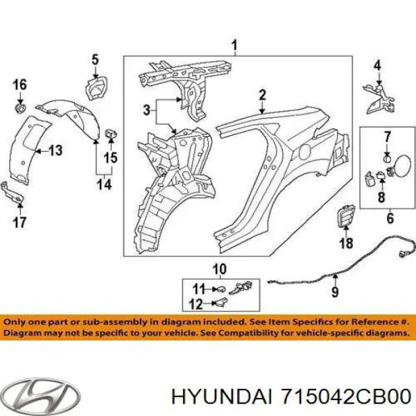 Купить 715042CB00 Hyundai/Kia Крыло заднее правое