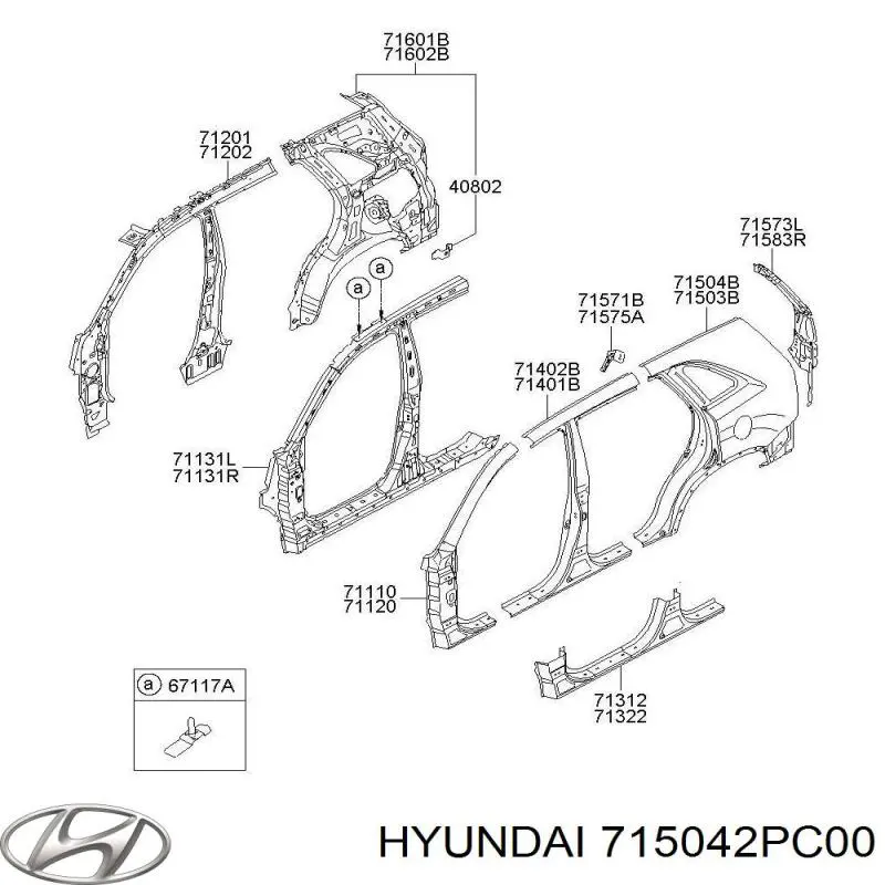 Купить 715042PC00 Hyundai/Kia Крыло заднее правое