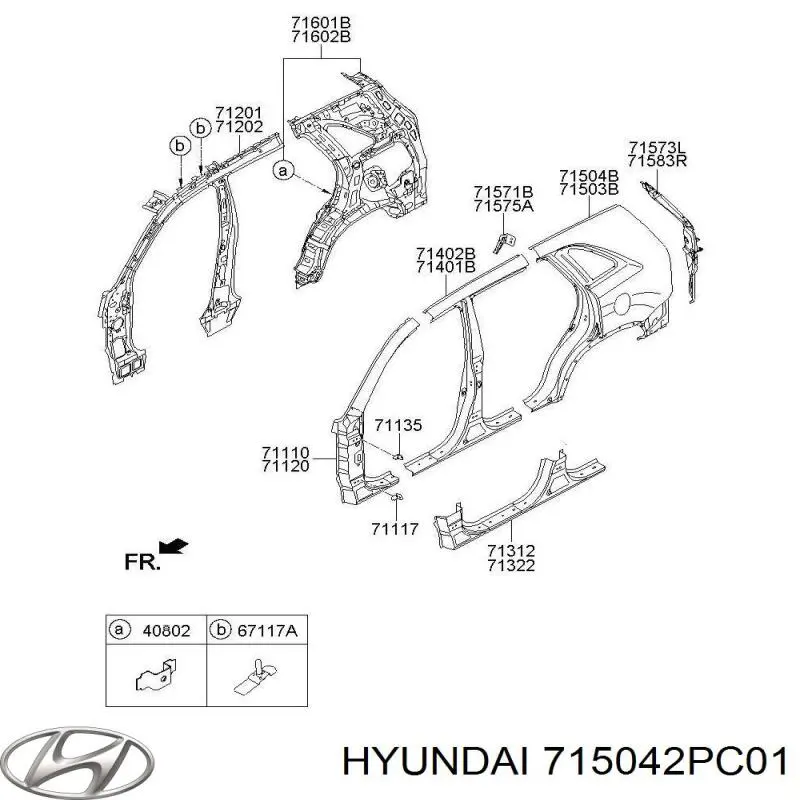 715042PC01 Hyundai/Kia крыло заднее правое
