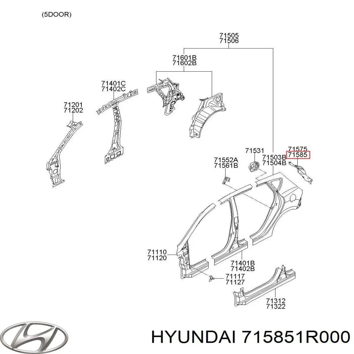 715851R000 Hyundai/Kia Панель крепления задних фонарей
