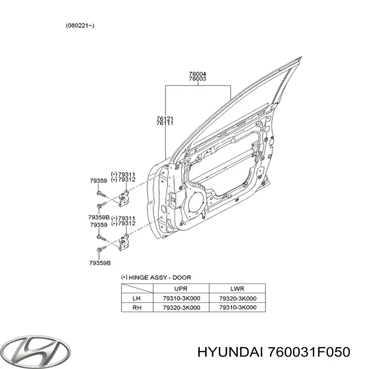 Дверь передняя левая 760031F050 Hyundai/Kia