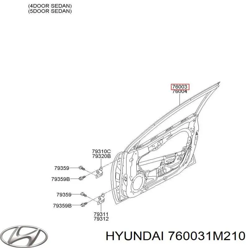 Дверь передняя левая 760031M210 Hyundai/Kia