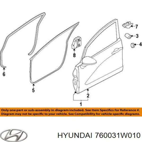 Дверь передняя левая Hyundai/Kia 760031W010