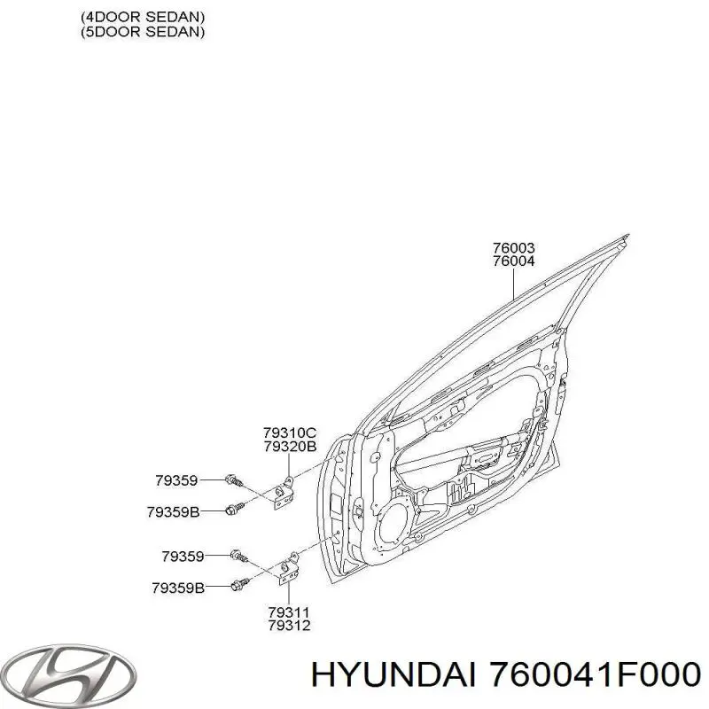 Дверь передняя правая Hyundai/Kia 760041F000 цена, от 56.50 USD