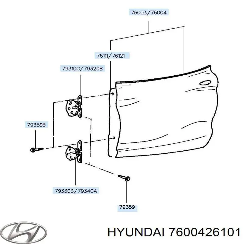 Дверь передняя правая 7600426101 Hyundai/Kia