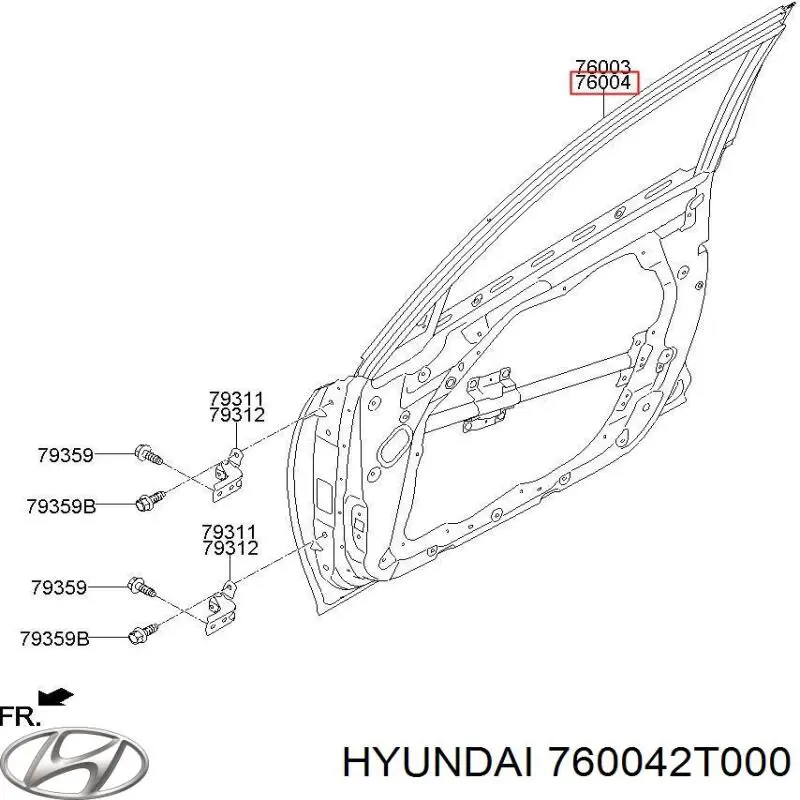 Дверь передняя правая Hyundai/Kia 760042T000