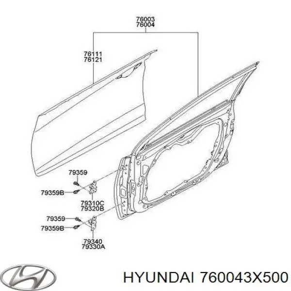 Дверь передняя правая Hyundai/Kia 760043X500
