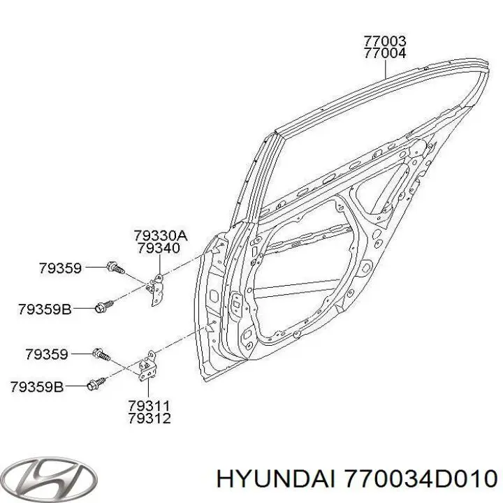 Дверь задняя, левая Hyundai/Kia 770034D010 цена, от 165.25 USD