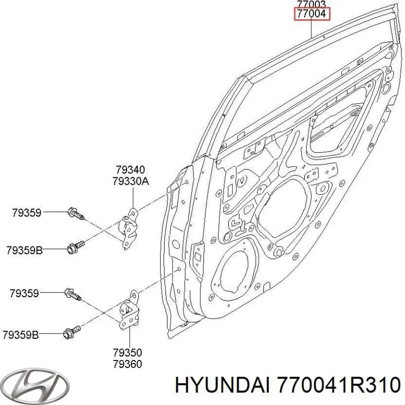 770041R310 Hyundai/Kia Дверь задняя, правая