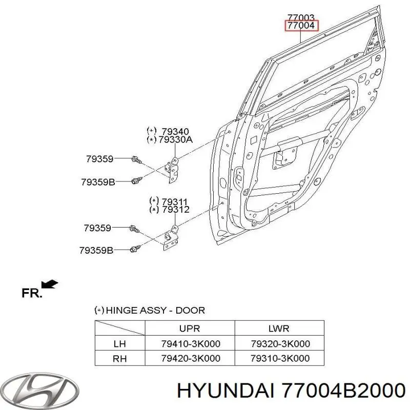 Дверь задняя правая 77004B2000 Hyundai/Kia