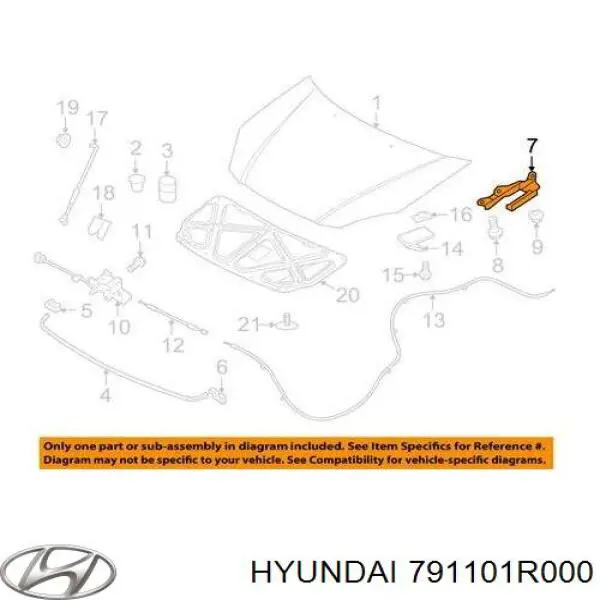 Петля капота левая Hyundai/Kia 791101R000