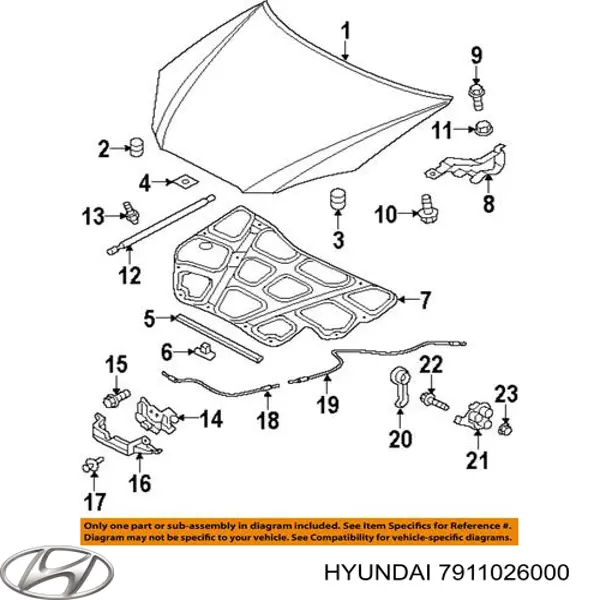 Петля капота левая 7911026000 Hyundai/Kia