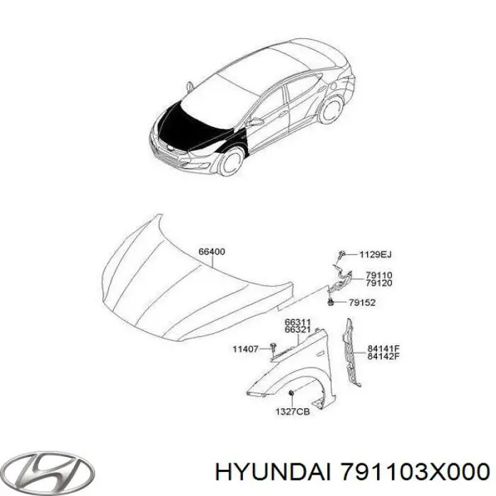 791103X000 Hyundai/Kia петля капота левая
