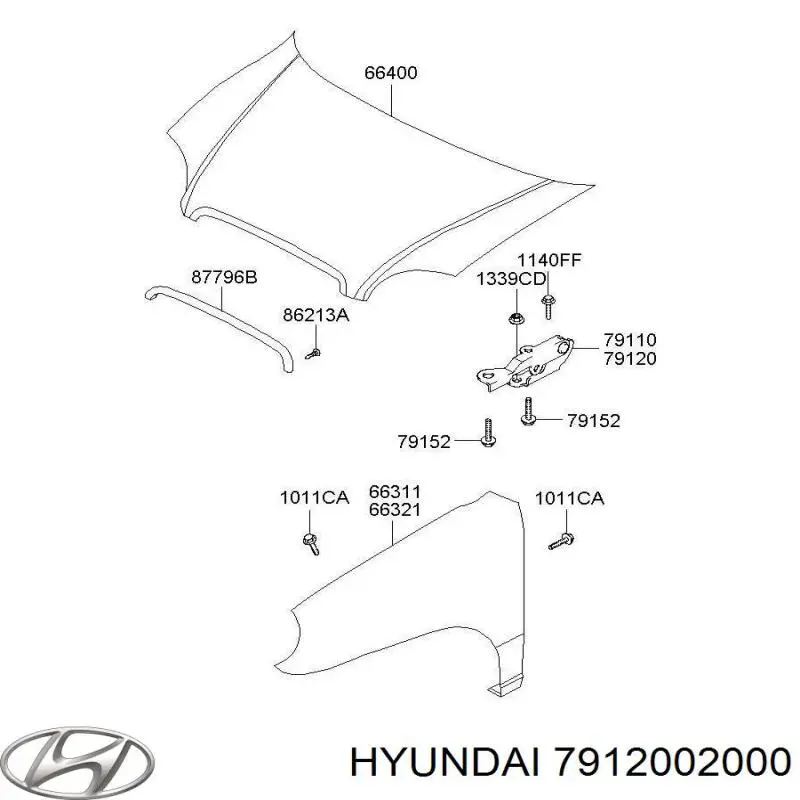 7912002000 Hyundai/Kia петля капота правая