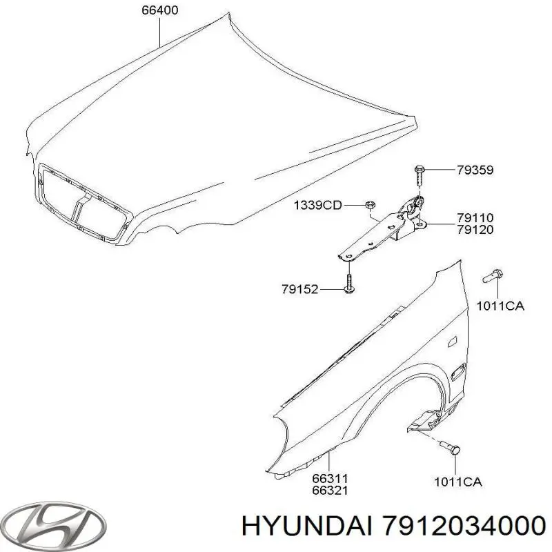 Петля капота правая на Hyundai Sonata 