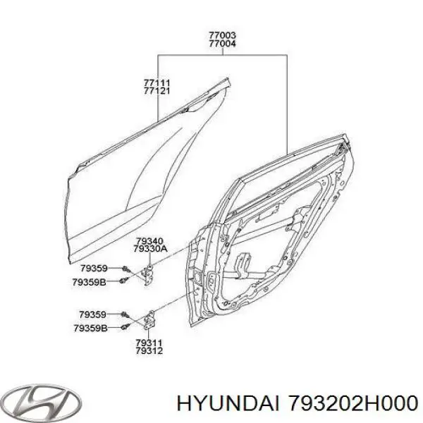 Петля задней двери, правой Hyundai/Kia 793202H000 цена, от 3.80 USD