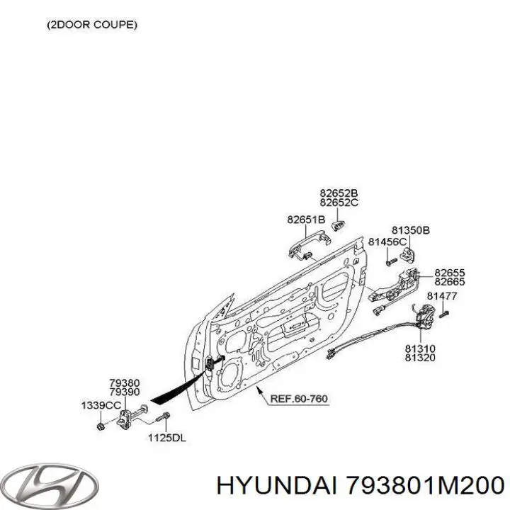 Ограничитель открывания двери передний левый 793801M200 Hyundai/Kia