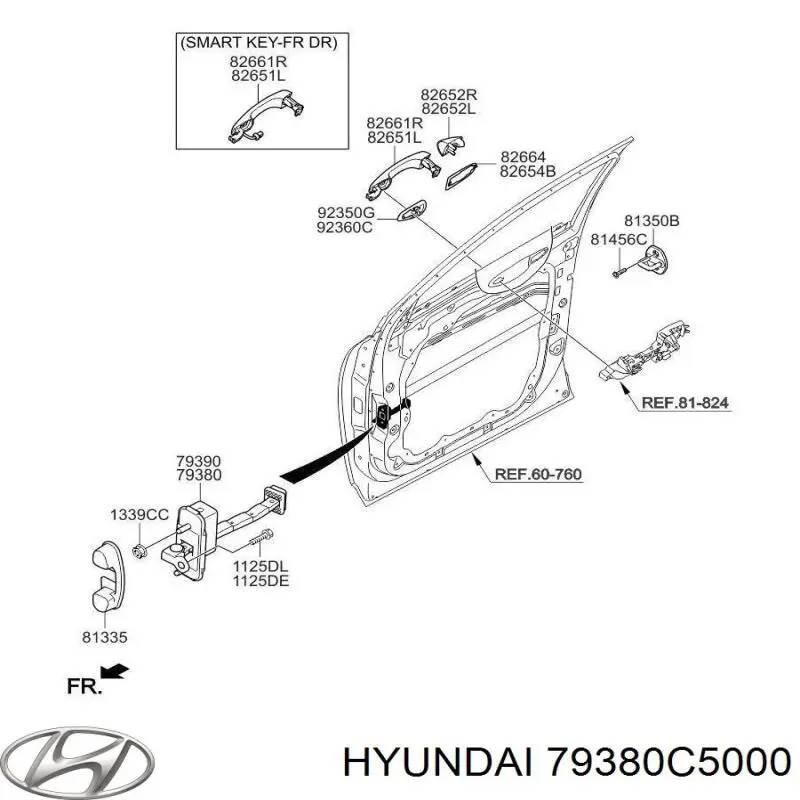 Ограничитель открывания двери передний левый Hyundai/Kia 79380C5000