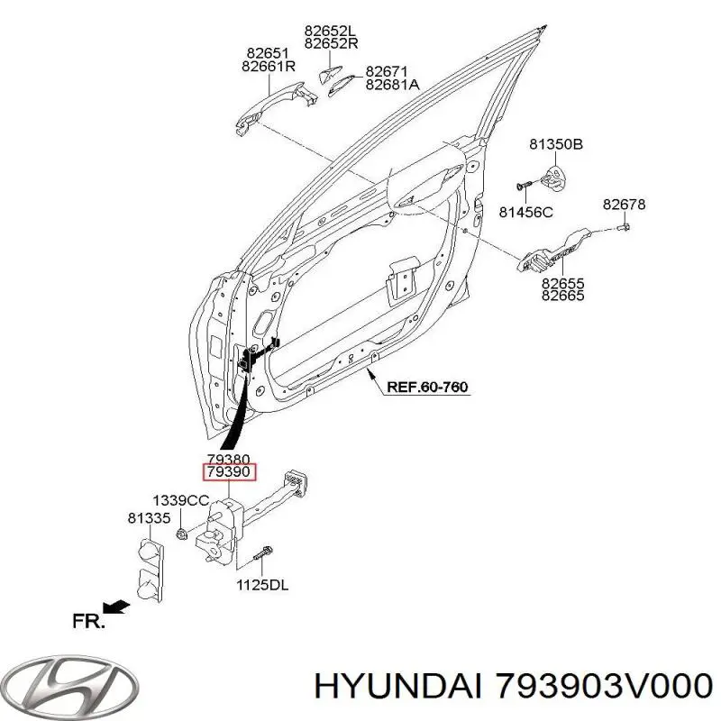 793903V000 Hyundai/Kia Ограничитель открывания двери передний правый