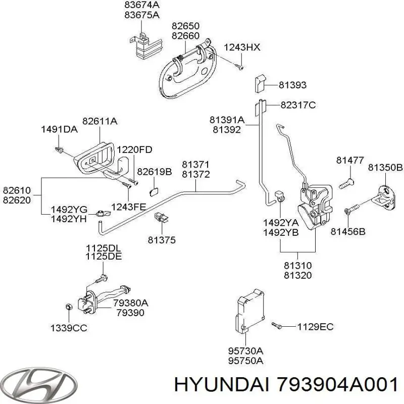 Ограничитель открывания двери передний правый Hyundai/Kia 793904A001 цена, от 7.26 USD