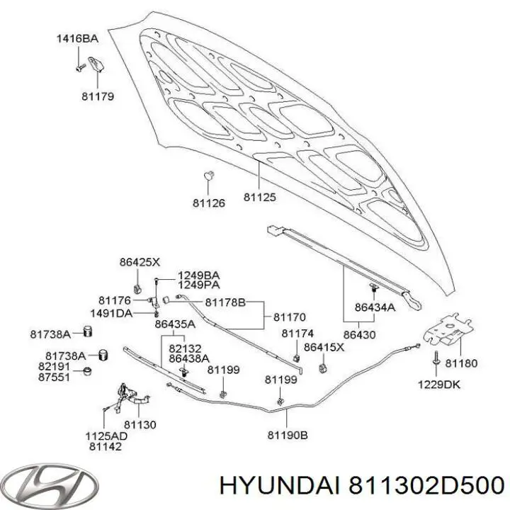 Замок капота 811302D500 Hyundai/Kia