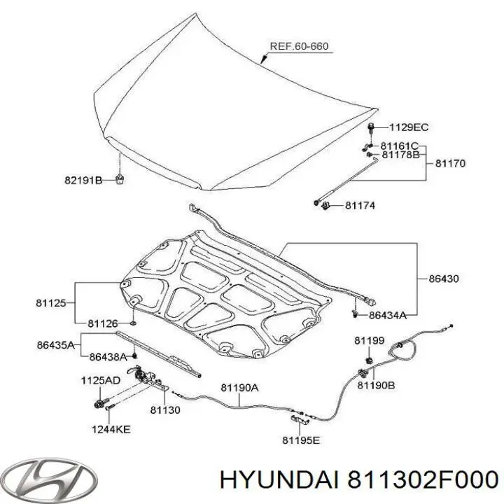 Замок капота 811302F000 Hyundai/Kia