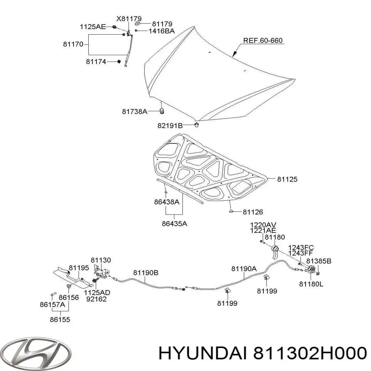 Fecho da capota para Hyundai Elantra (HD)