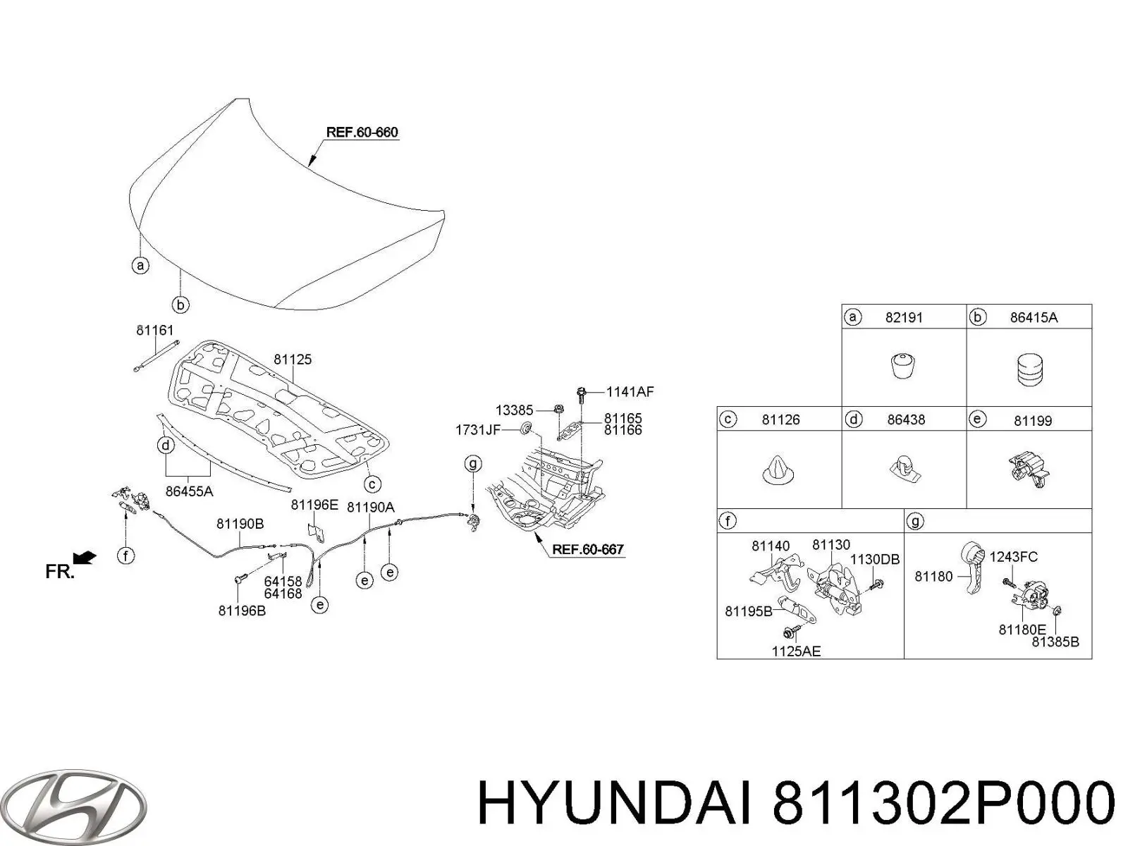 811302P000 Hyundai/Kia замок капота