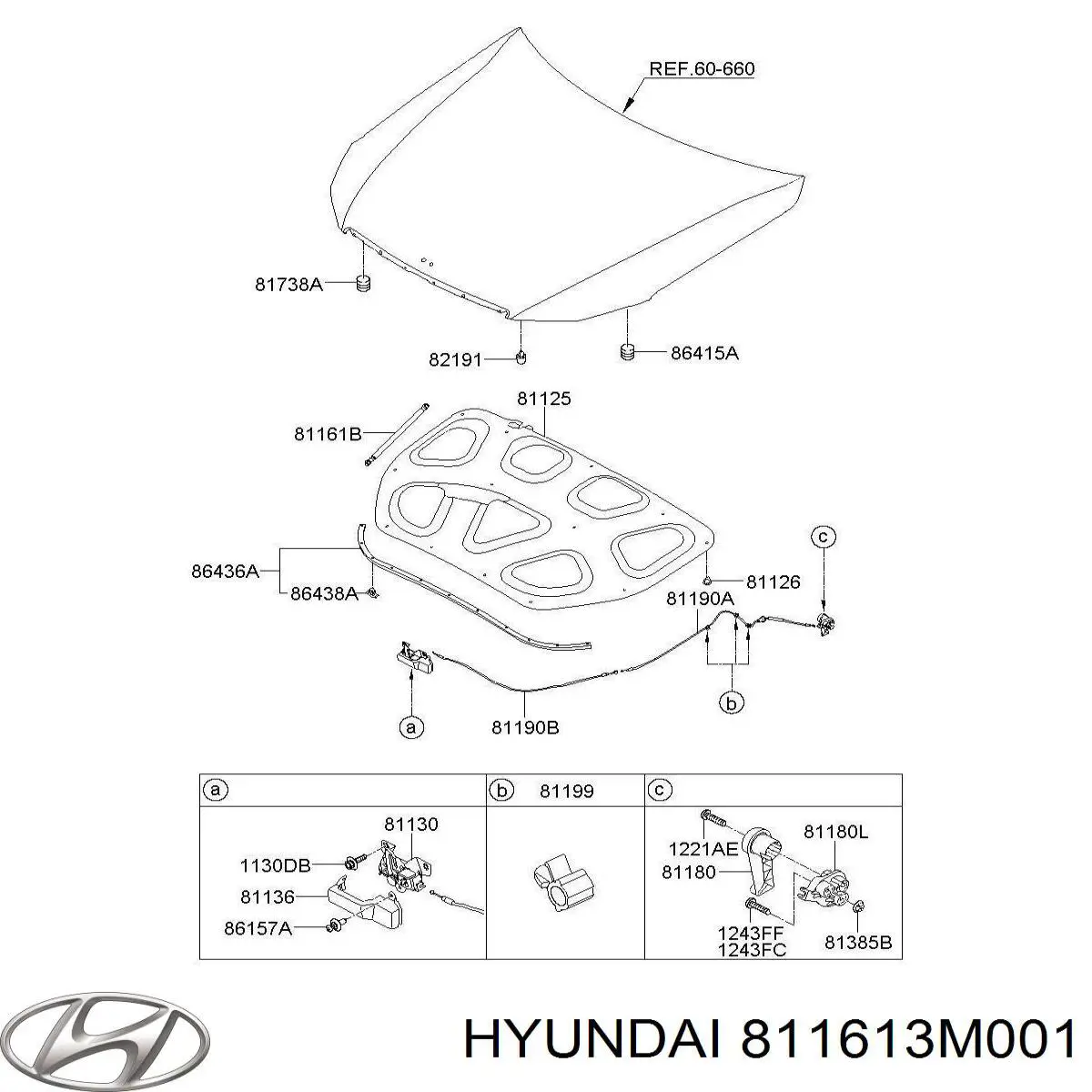 Купить 811613M001 Hyundai/Kia Амортизатор под капот