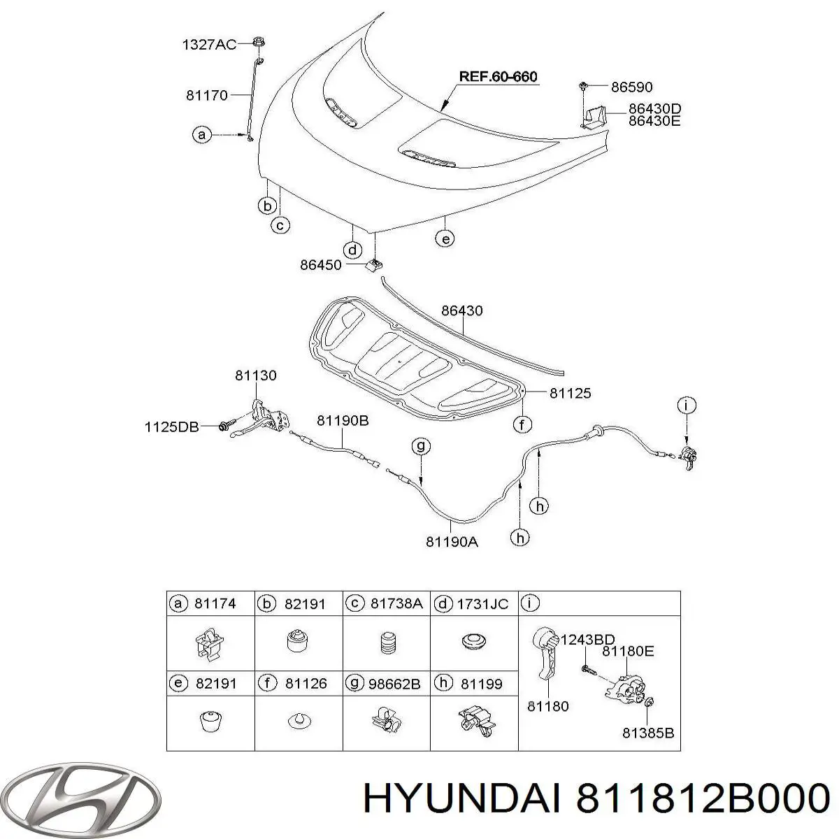 Рычаг открывания капота Hyundai/Kia 811812B000 цена, от 7.80 USD
