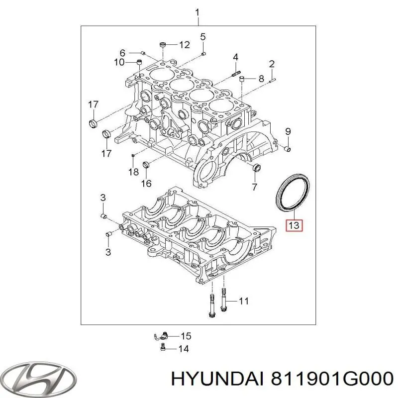 811901G000 Hyundai/Kia cabo traseiro de abertura da capota