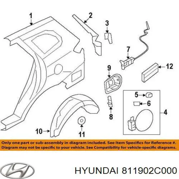 Трос открывания капота Hyundai/Kia 811902C000 цена, от  USD