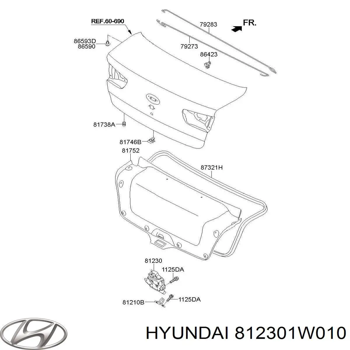 812301W010 Hyundai/Kia Замок пятой двери