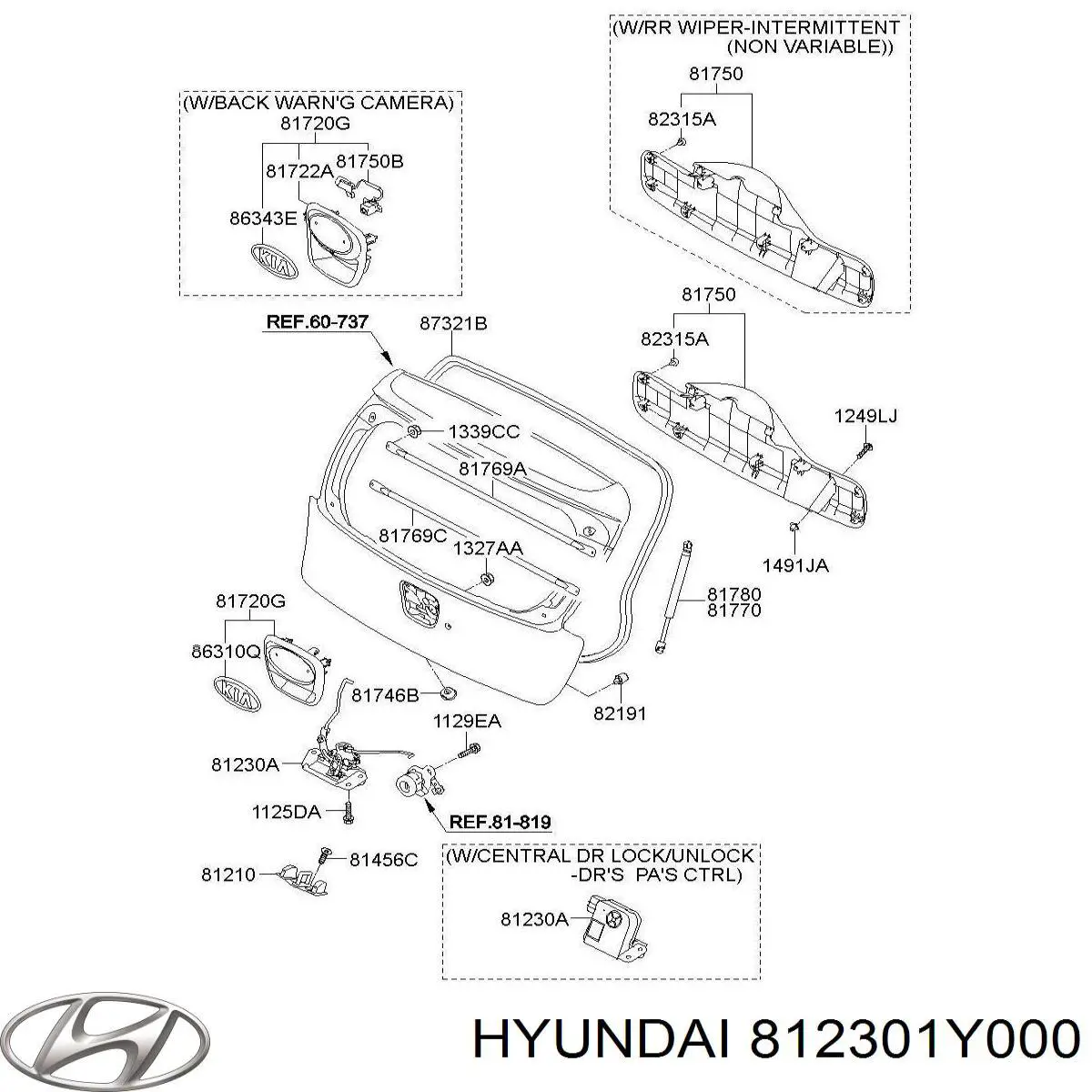 812301Y000 Hyundai/Kia Замок пятой двери