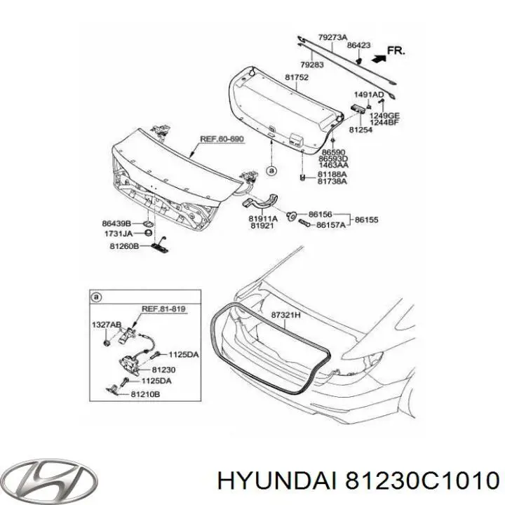 Замок крышки багажника (двери 3/5-й задней) на Hyundai Sonata LF