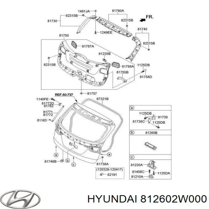 Botão de acionamento do fecho de tampa de porta-malas (de 3ª/5ª porta (de tampa de alcapão) para Hyundai Santa Fe (DM)