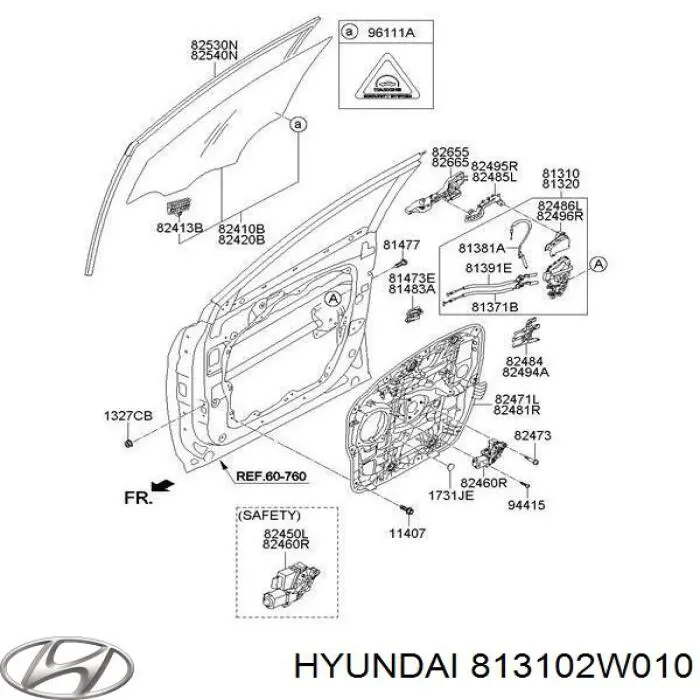 Fecho da porta dianteira esquerda para Hyundai Santa Fe III DM