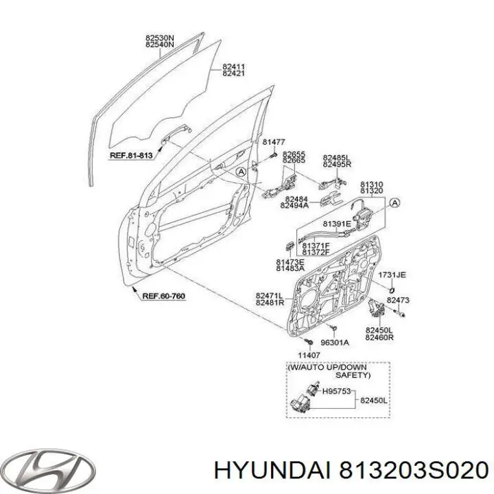 Дверной замок передний правый Hyundai/Kia 813203S020 цена, от 11.95 USD