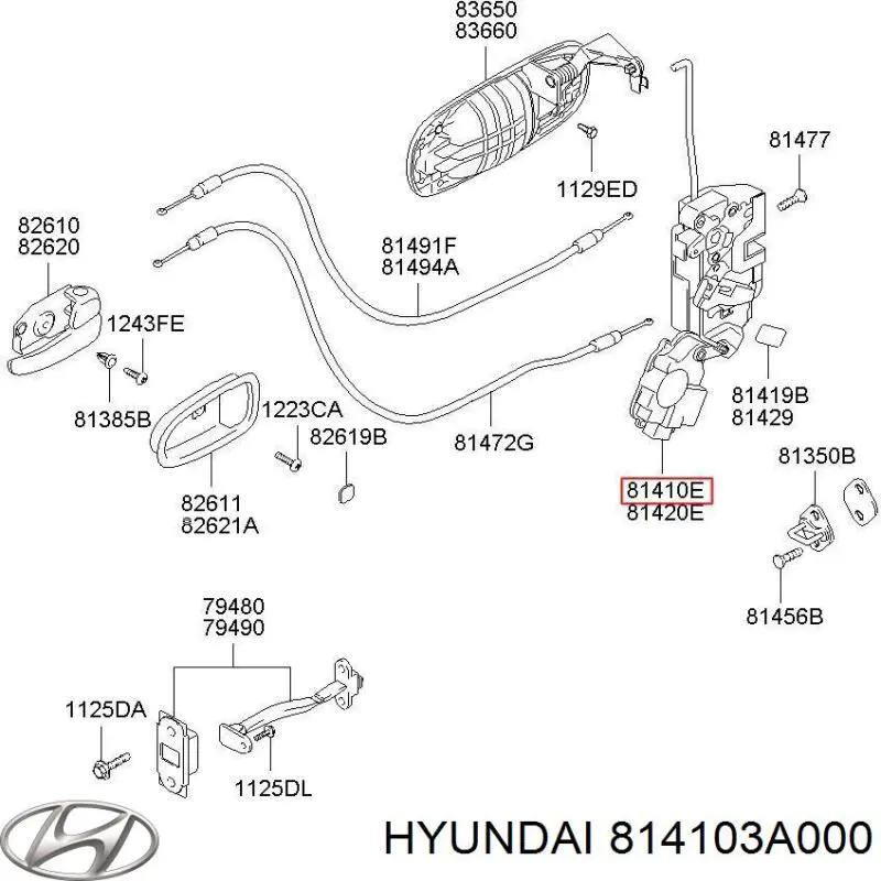 Fecho da porta traseira esquerda para Hyundai Trajet (FO)