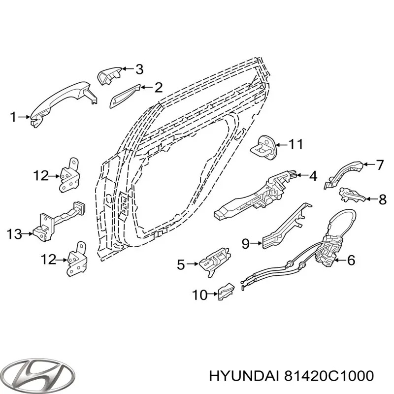 Замок задней двери, правой Hyundai/Kia 81420C1000 цена, от 11.44 USD