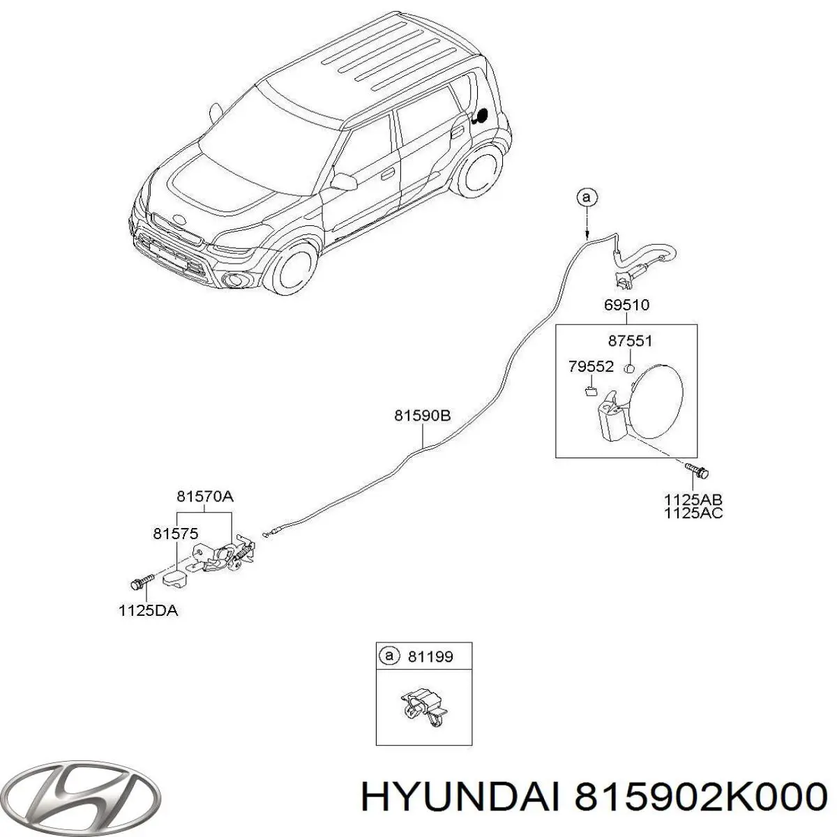 Трос открывания лючка бензобака Hyundai/Kia 815902K000 цена, от 11.40 USD
