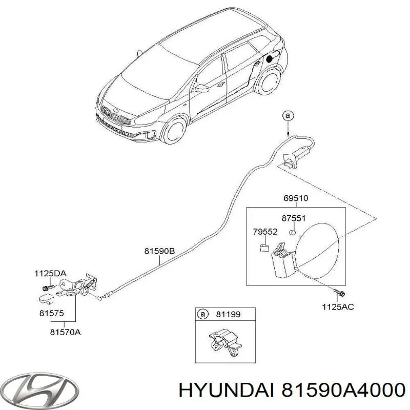 81590A4000 Hyundai/Kia cabo de abertura do alcapão do tanque de combustível